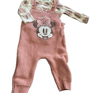 Disney Minnie Mouse Pink Knit Overalls